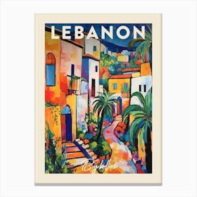 Byblos Lebanon 4 Fauvist Painting  Travel Poster Canvas Print