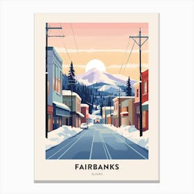 Vintage Winter Travel Poster Fairbanks Alaska 4 Canvas Print