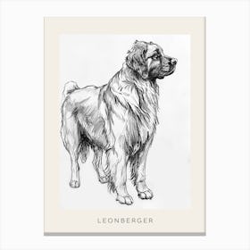 Leonberger Dog Line Sketch 3 Poster Canvas Print