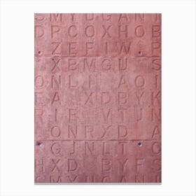 Letters Red Concrete Wall Canvas Print