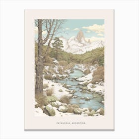 Vintage Winter Poster Patagonia Argentina 2 Canvas Print