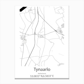 Tynaarlo,Netherlands Minimalist Map Canvas Print