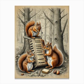 Squirrels Playing Accordion Canvas Print