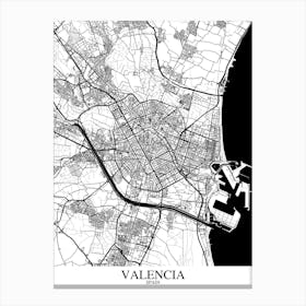 Valencia White Black Canvas Print