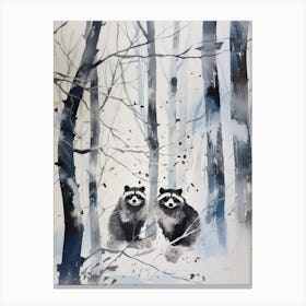 Winter Watercolour Raccoon 2 Canvas Print