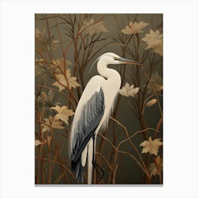 Dark And Moody Botanical Egret 1 Canvas Print