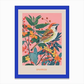 Spring Birds Poster Sparrow 1 Canvas Print