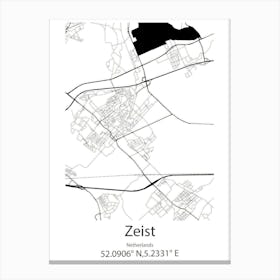 Zeist,Netherlands Minimalist Map Canvas Print