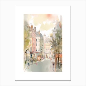 Pink Paris Shops Watercolour 2 Canvas Print