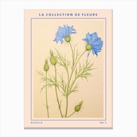 Nigella (Love In A Mist) 2 French Flower Botanical Poster Canvas Print