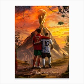 Cristiano Ronaldo And Lionel Messi Canvas Print