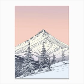 Mount Katahdin Usa Color Line Drawing (6) Canvas Print