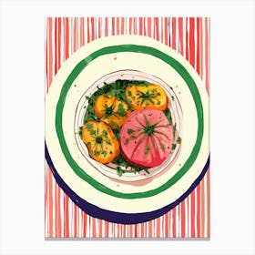 A Plate Of Tomatoes 4, Top View Food Illustration 3 Canvas Print