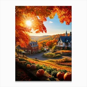 Autumnal Landscape Enhanced Saturation Leaves In Mid Fall Bright Sun Casting Dynamic Shadows Gli (3) Canvas Print