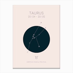 Taurus Star Sign In Light Canvas Print