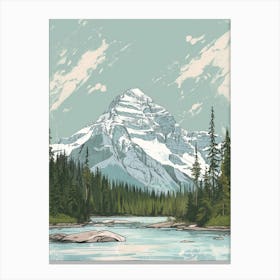 Mount Robson Canada Color Line Drawing (1) Canvas Print