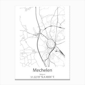 Mechelen,Belgium Minimalist Map Canvas Print