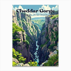 Cheddar Gorge England Nature Art Illustration Canvas Print