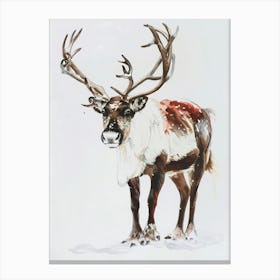 Reindeer Pastel Watercolour 1 Canvas Print