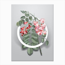 Vintage Robinier Rose Bloom Minimalist Flower Geometric Circle on Soft Gray n.0426 Canvas Print