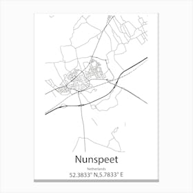 Nunspeet,Netherlands Minimalist Map Canvas Print