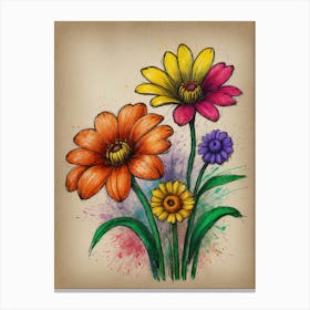 Watercolor Flowers 2 Canvas Print