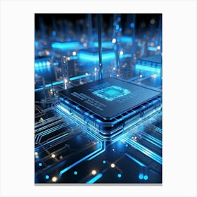 Ai Integrated Futuristic Electronic Circuit Glowing Etched Circuits Intertwining Wires Metallic S (1) Canvas Print