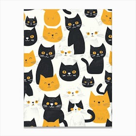 Repeatable Artwork With Cute Cat Faces 4 Canvas Print