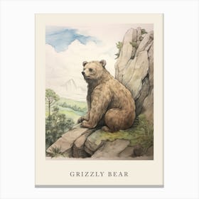 Beatrix Potter Inspired  Animal Watercolour Grizzly Bear 1 Canvas Print