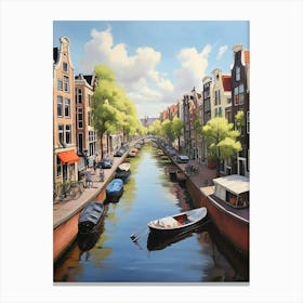 Amsterdam Canal Summer Aerial View Painting Art Print 1 Canvas Print