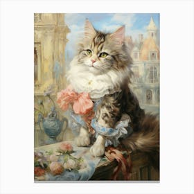 Rococo Style Cat Relaxing In The City Canvas Print
