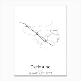 Oxelosund,Sweden Minimalist Map Canvas Print