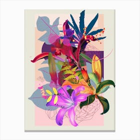 Kangaroo Paw 2 Neon Flower Collage Canvas Print