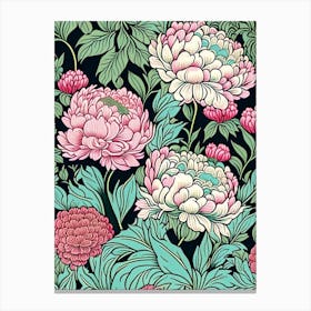 Mass Plantings Of Peonies 2 Colourful Drawing Canvas Print