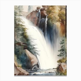 Sutherland Falls, United States Water Colour  (1) Canvas Print