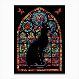 Black Cat In Stained Glass Canvas Print