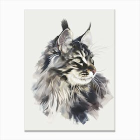 Watercolor Cat Portrait Canvas Print