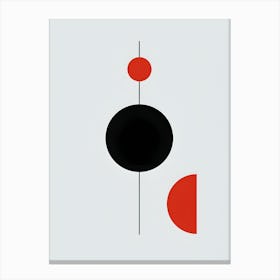 Geometric mid-century black red circle half circle minimalist Canvas Print