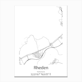 Rheden,Netherlands Minimalist Map Canvas Print