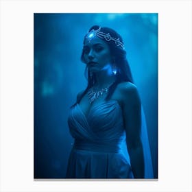 Cleopatra Beauty In Blue Light - Diverse Art Illustration 58 Canvas Print