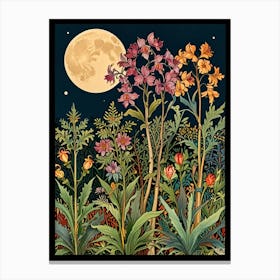 William Morris Style Moonlight In The Garden Canvas Print