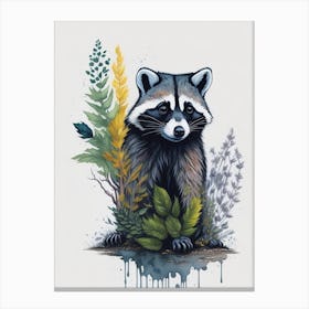 Leonardo Diffusion Raccoon Forest Watercolor Painting Colorfu 2 Canvas Print