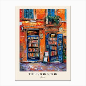 Rome Book Nook Bookshop 2 Poster Canvas Print