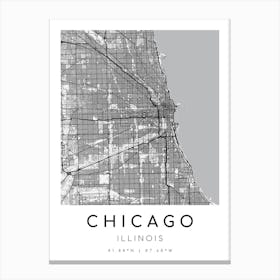 Chicago Map Print - B&W style Canvas Print