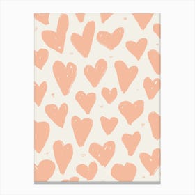 Hearts Pattern 1 Peach Pink Canvas Print