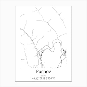 Puchov,Slovakia Minimalist Map Canvas Print