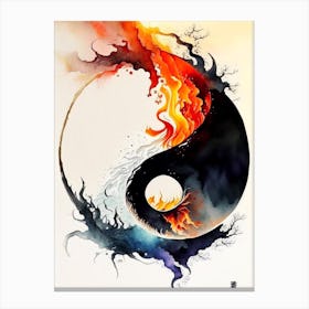 Fire And Water 4 Yin And Yang Japanese Ink Canvas Print