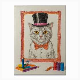 Top Hat Cat Canvas Print