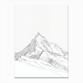 Mont Blanc France Italy Line Drawing 1 Canvas Print