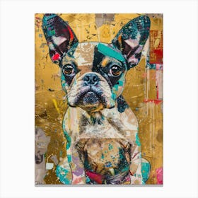 Puppy Dog Gold Effect Collage 4 Canvas Print